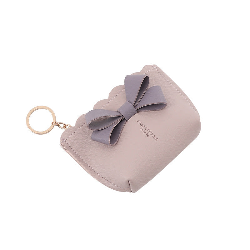 Wholesale Bowknot PU Leather Mini Wallet Portable Coin Bag Keychain
